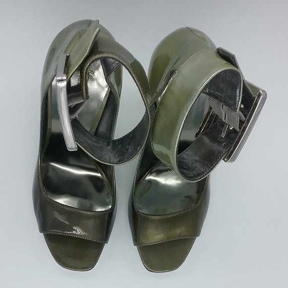 Marciano Patent Peep toe Ankle Cuff Heels - Picture 14 of 15